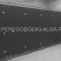Фотография Сантехнические туалетные перегородки из HPL пластика 5 кабины (каркас стальные штанги)